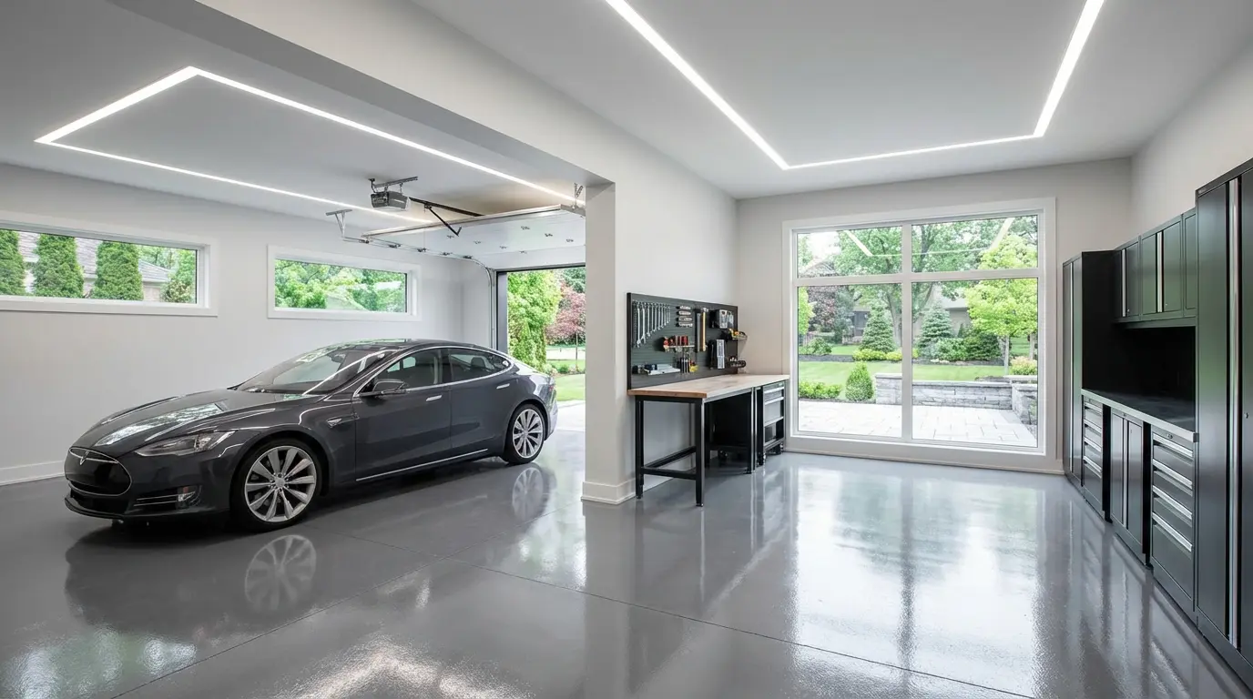 Modern home garage extension by EcoBuild Plus garage extension contractors