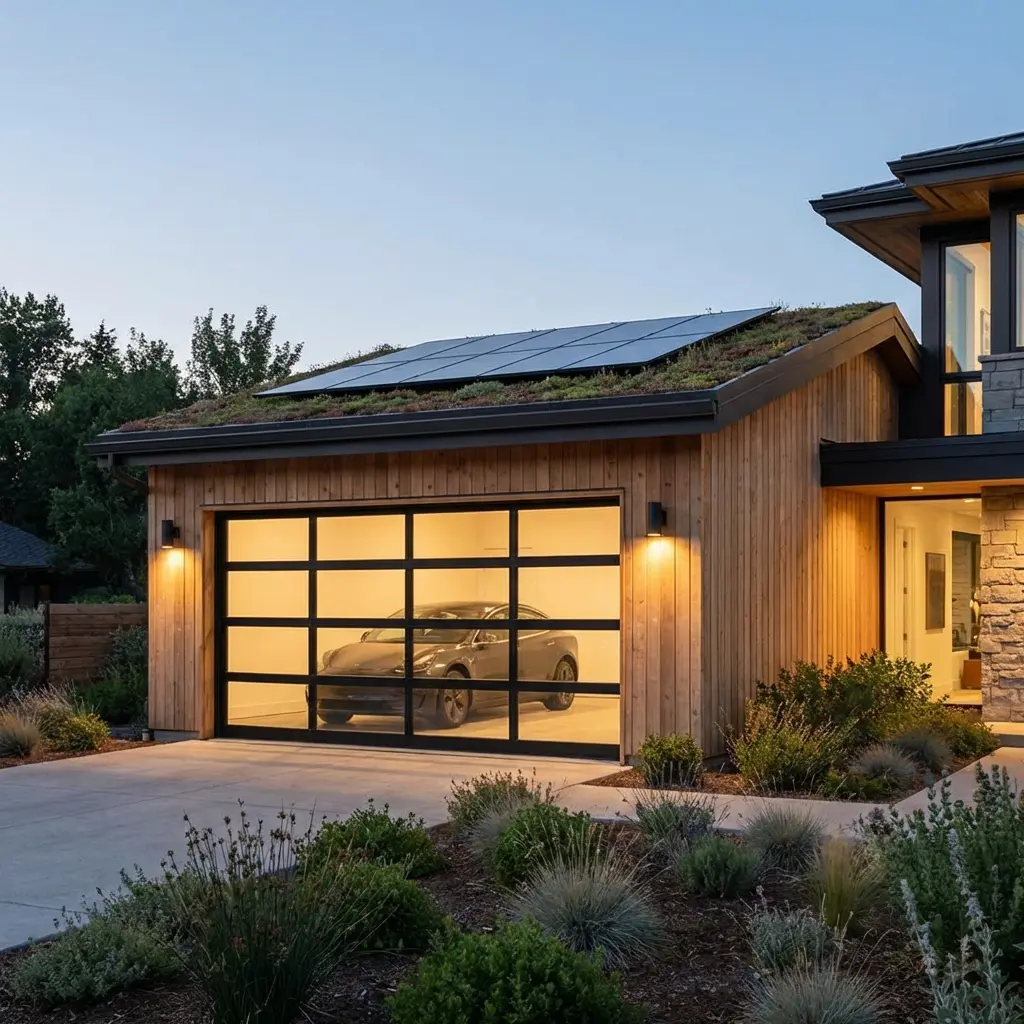 Modern attached garage addition by EcoBuild Plus garage builders near me in Chicago