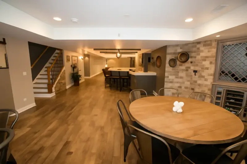 Warm dining and living area