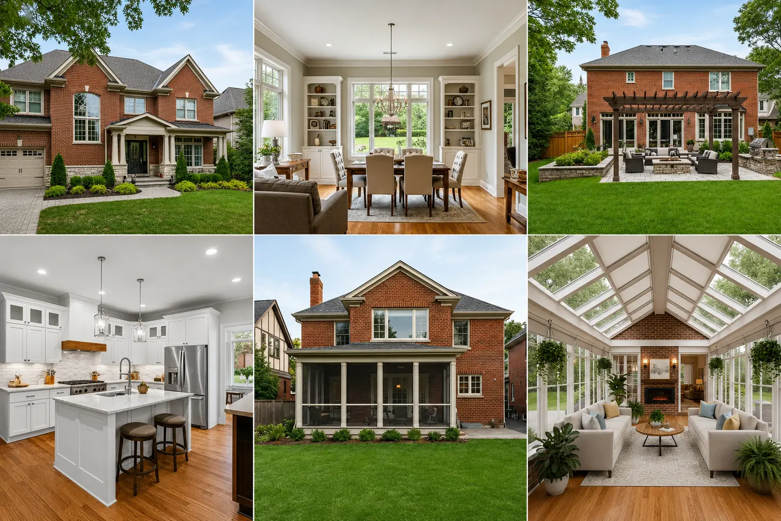 Home addition projects in Chicagoland by EcoBuild Plus including a two-story brick addition, custom kitchen, screened porch and sunroom