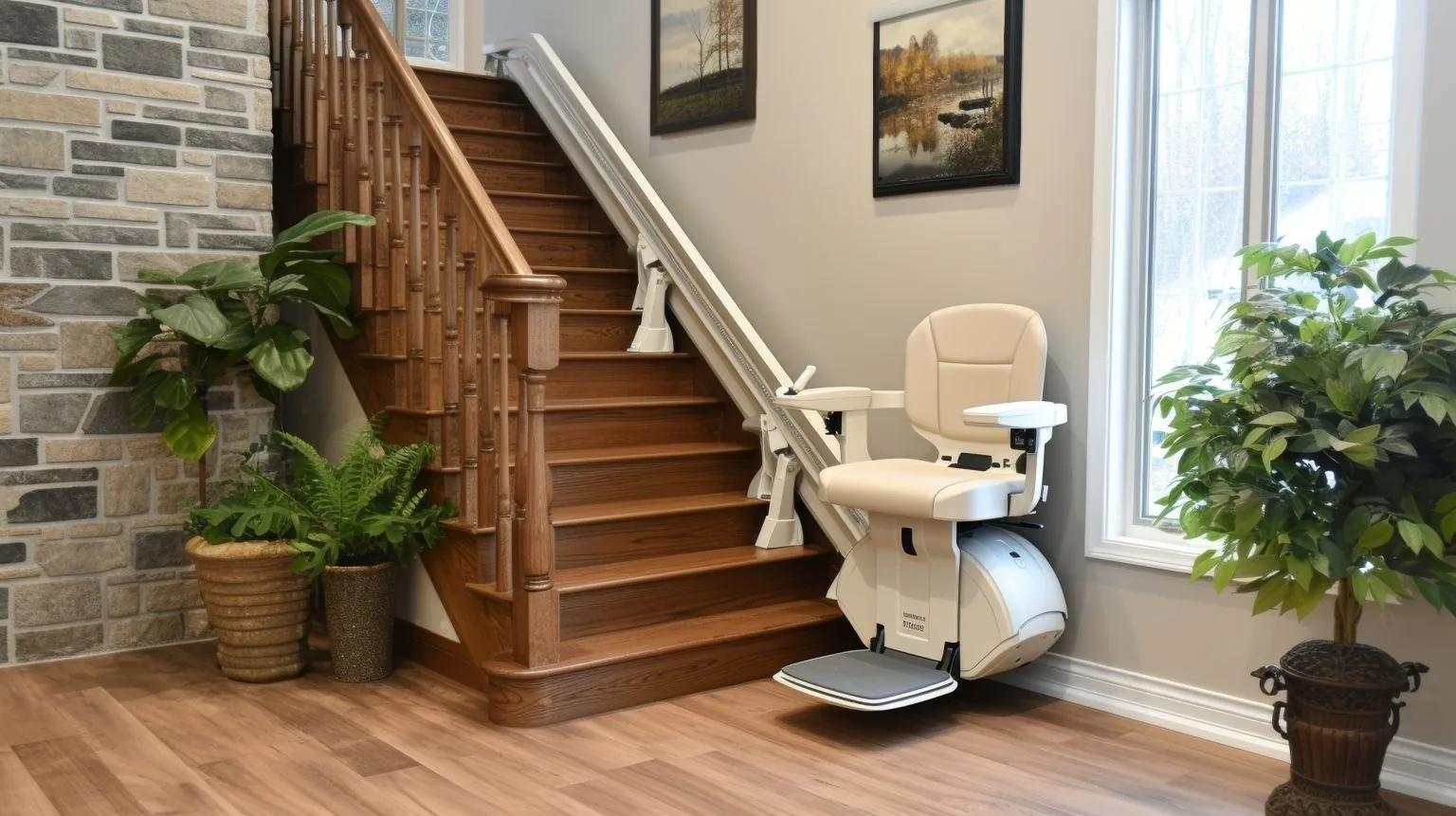 Choosing the Right Aging-in-Place Home Modification Stair lift installed on a wooden staircase for safer aging in place