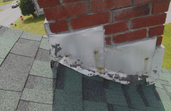 damaged flashing on roof